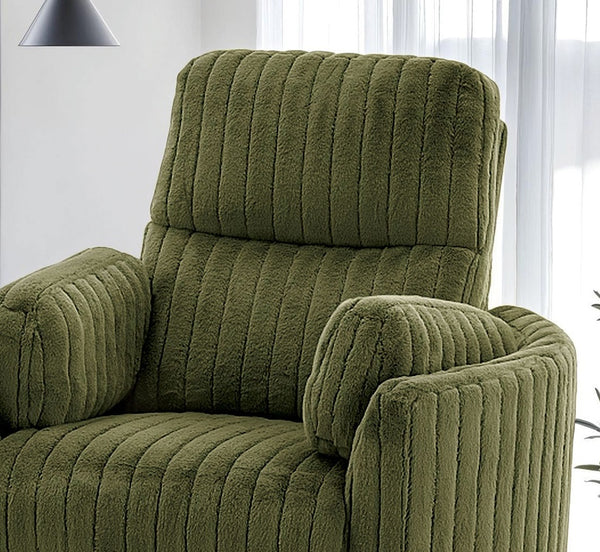 English Elm Power Power Glider Recliner with Swivel, Smooth Glide Motion, Power Recline Button, Plush Pillow Seat, Vibrant Upholstery Accents for Modern Living Room Olive Green 39 L x 32 W x 26 H B2741P391200