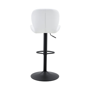 English Elm Set of 2 Tufted Pu Swivel Barstools Adjustable Height White Cushioned Kitchen Seating W3875P382614