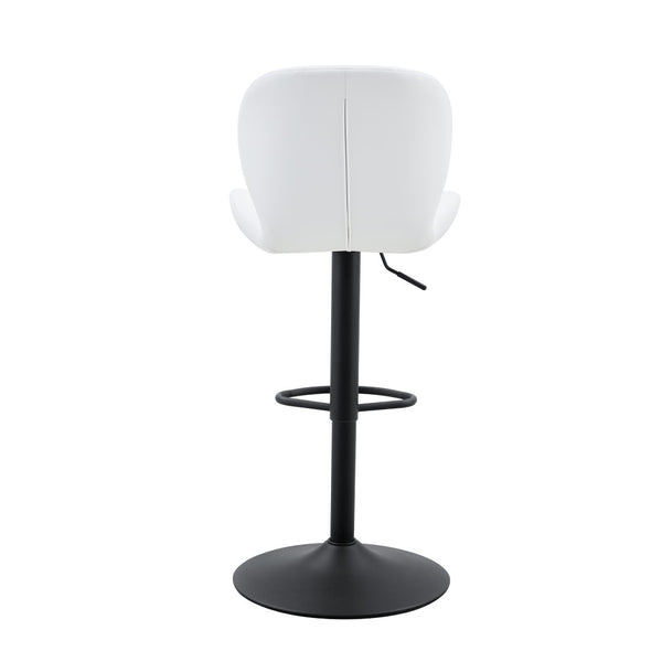 English Elm Set of 2 Tufted Pu Swivel Barstools Adjustable Height White Cushioned Kitchen Seating W3875P382614