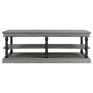 English Elm Christopher Knight Home® - 55.1" Wood Coffee Table with Industrial Black Legs, Two Open Shelves for Storage & Display Modern Elegance Black+ Gray N768P292053G