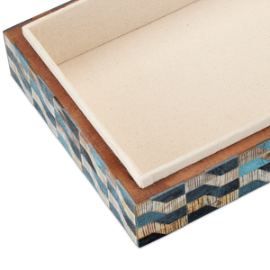 Ezra Decorative Box Set of 2 - Artisan Crafted Bone & Horn with Linen-Lined Interiors, Unique Style