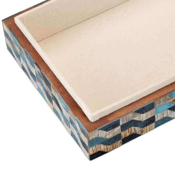 Ezra Decorative Box Set of 2 - Artisan Crafted Bone & Horn with Linen-Lined Interiors, Unique Style