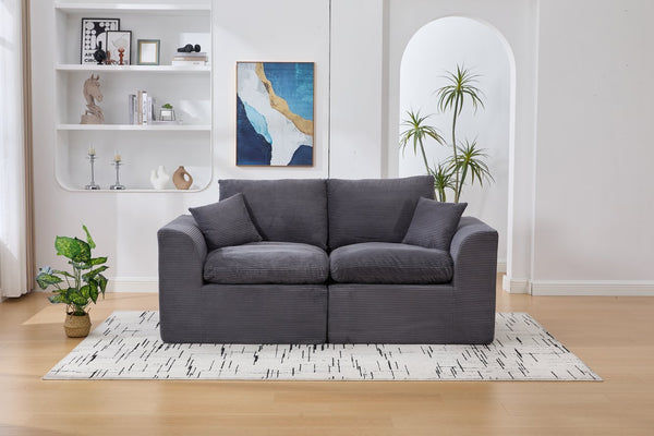 English Elm UNITED Cloud Couch Modular Sectional Sofa with Corduroy Cover, Ergonomic 2-Seater, No Assembly Needed Dark Gray W1568P371127