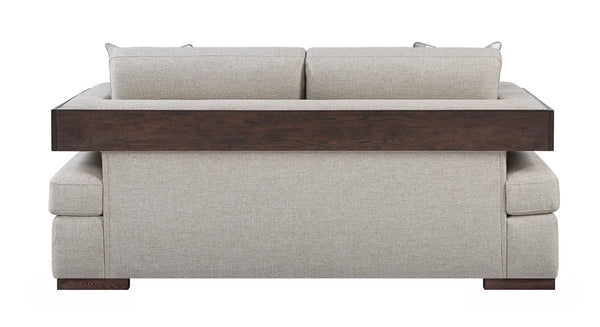 English Elm Niamey Two-Tone Fabric Loveseat with Walnut Legs, Reversible Foam Cushions & 2 Toss Pillows B2726P253091
