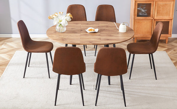 English Elm Table Modern Extendable Dining Set With Plush Chairs - Stylish, Space-Saving Design For Gatherings W1151S03941-GIGA
