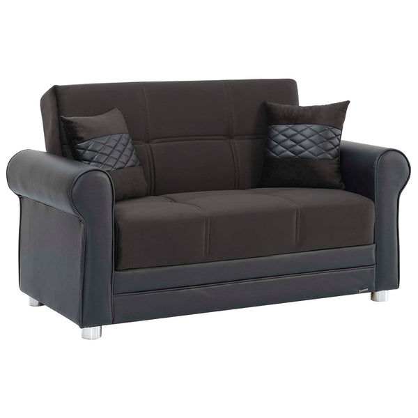 English Elm PrimeNest Ithara convertible upholstered loveseat with storage, sleeper sofa, leatherette comfort and sturdy design Black PU,Dark Brown B030P281718