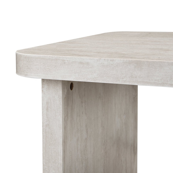 English Elm 47.24*23.62 Stylish Rectangle Wood Detachable Coffee Table with L‑Shape Farmhouse Design, Sturdy MDF and Rounded Corners White Washed W2317P233137