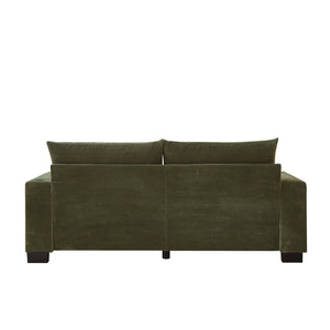 English Elm 78"corduroy Plush Three Seat Sofa with Usb Ports Cup Holders Deep Cushions Apartment Green W3705P455917
