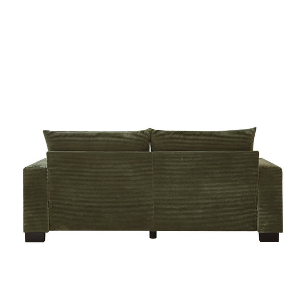 English Elm 78"corduroy Plush Three Seat Sofa with Usb Ports Cup Holders Deep Cushions Apartment Green W3705P455917