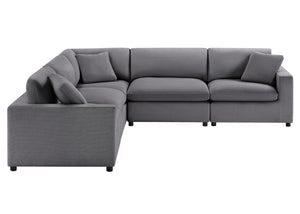 English Elm Cassandra Modular 5-Piece Sectional - Customizable Charcoal Seating With Plush Comfort & Style B050S00009