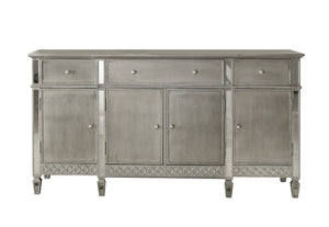English Elm Kacela Mirrored & Champagne Finish Server with 3 Drawers, 4 Doors, Felt-Lined Storage & Tapered Legs B2726P255374