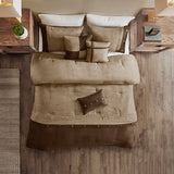 Madison Park Boone Lodge/Cabin 7 Piece Faux Suede Comforter Set MP10-904 Brown