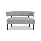 English Elm Jared Roll Arm Tufted Bench Settee, Light Grey Polyester