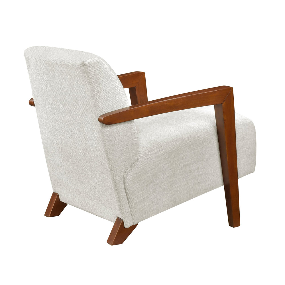 English Elm Ultra-Modern Mid-Century Chenille Armchair with Chestnut Solid Wood Frame, Dacron Foam Comfort, Stylish Seating for Living Room Beige 30.25 L x 28.75 W x 17.25 H B011P308548