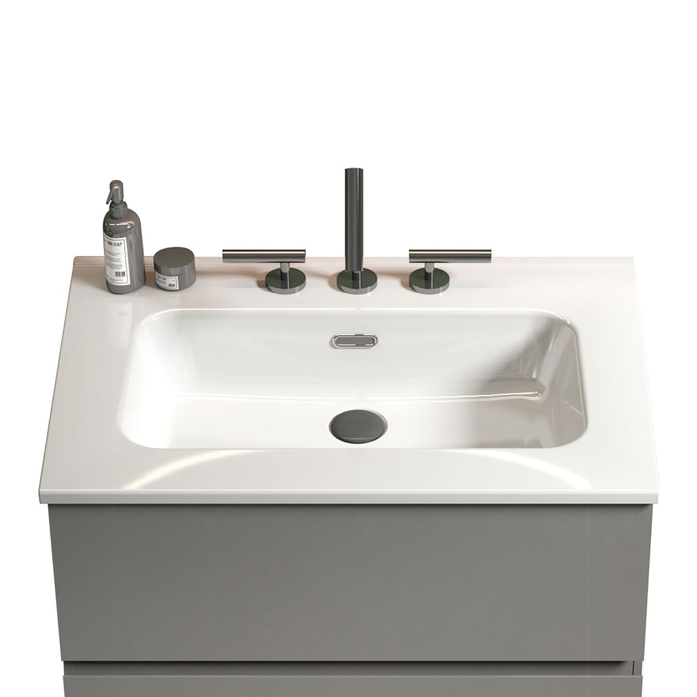 English Elm Bb0924Y331, Modern Integrated White Ceramic Basin With Three Faucet Holes For Sleek Bathroom Upgrade W1865P163522