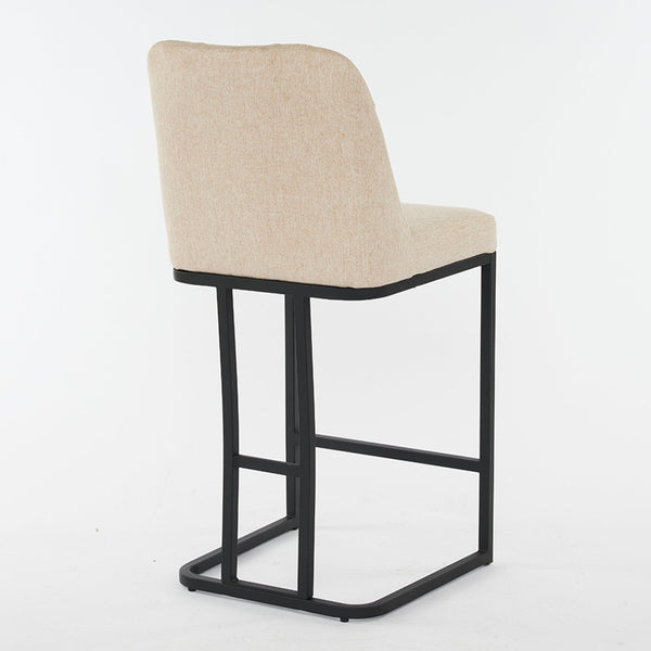 English Elm Set Of 2 Modern Upholstered Counter-Height Bar Stools With Button-Tufted Backrest - Beige Elegance W1901P225271-GIGA