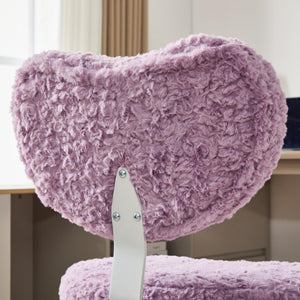 English Elm Artificial Rabbit Hair Cross Legged Desk Chair with Lumbar Support and Swivel Footrest Violet W1143P403572