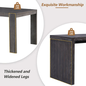 English Elm TREXM 3-Piece Farmhouse Dining Set with Slide-In Benches, Oak Veneer MDF Top, Sturdy Rubberwood Legs ST000134AAP