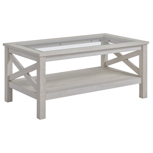 English Elm HOMCOM Farmhouse Coffee Table with Flip Lift Top and Hidden Storage, Square Center Table, Rustic Charm White Oak W2225P217445
