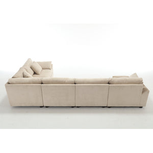 English Elm {New} Oversized Modular Sectional Sofa - Cozy Beige Corduroy, Convertible Design For Stylish Living Spaces W2325S00014-GIGA