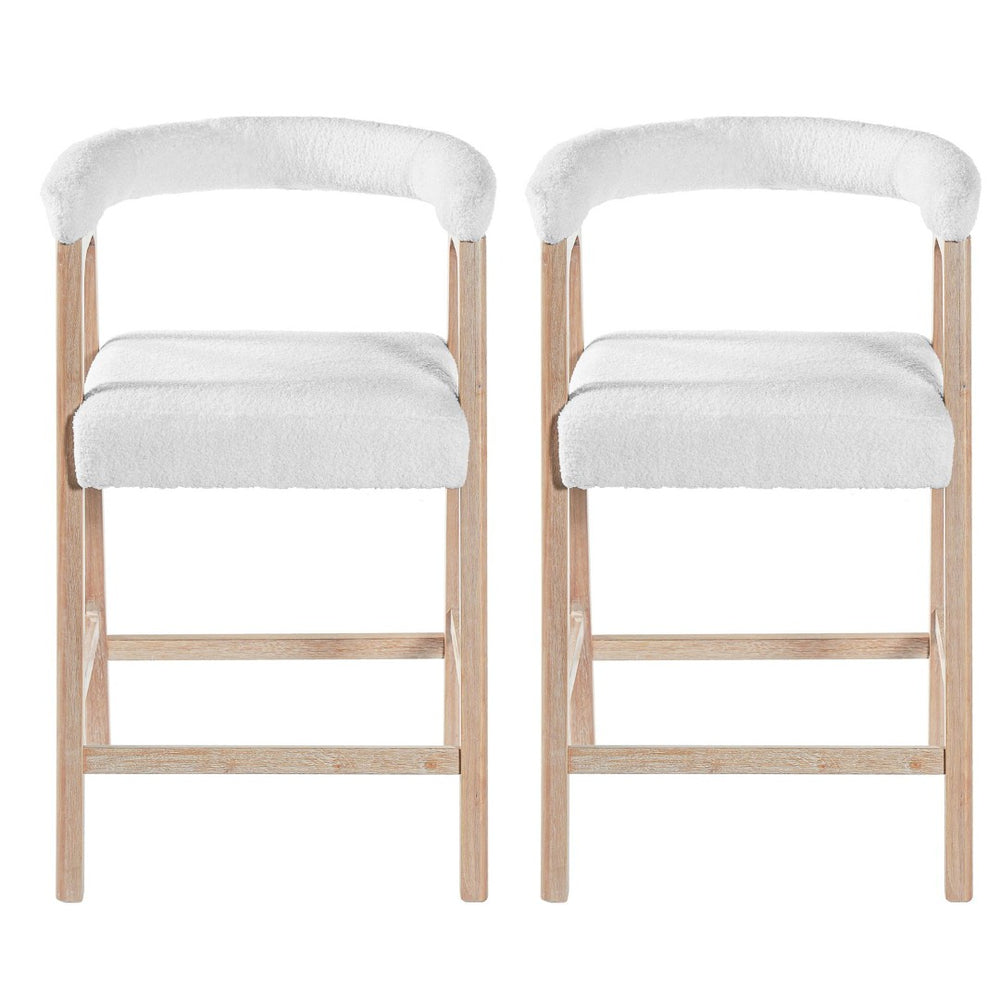 English Elm 24'' Upholstered Counter Stools with Arms Beige Set of 2 for Kitchen Island Natural N780P354192N