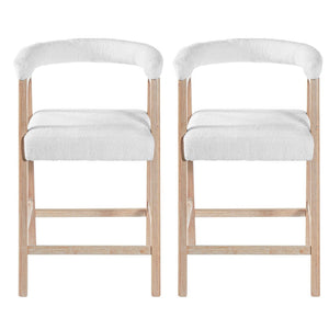 English Elm 24'' Upholstered Counter Stools with Arms Beige Set of 2 for Kitchen Island Natural N780P354192N