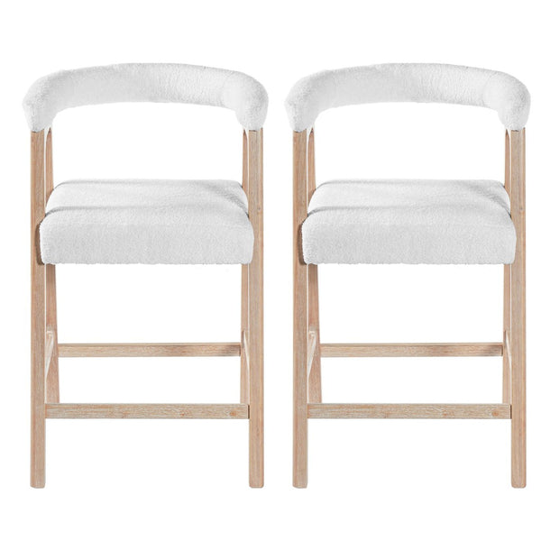 English Elm 24'' Upholstered Counter Stools with Arms Beige Set of 2 for Kitchen Island Natural N780P354192N