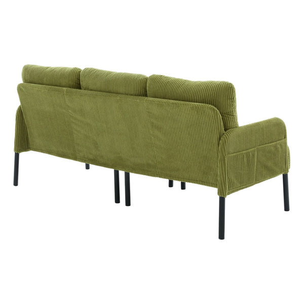 English Elm United We Win Corduroy Loveseat Plush Ergonomic Sofa with Spring Support Metal Legs Olive Green W1568P410049