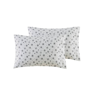 JLA Home True North by Sleep Philosophy - 100% Cotton Flannel Sheet Set Brushed for Extra Warmth with Classic Snowflake Print, Cozy Winter Bedding Black Snowflakes TN20-0616