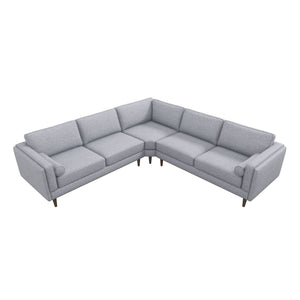English Elm Ashcroft Furniture - Amber Light Grey Corner Sectional Sofa with Mid-Century Velvet Upholstery, Solid Wood Frame, Removable Cushions and Tapered Legs B183S00073