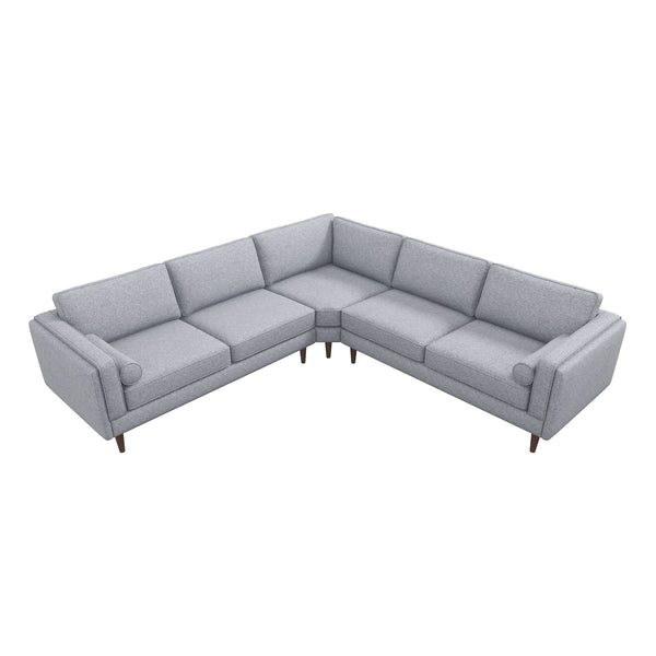 English Elm Ashcroft Furniture - Amber Light Grey Corner Sectional Sofa with Mid-Century Velvet Upholstery, Solid Wood Frame, Removable Cushions and Tapered Legs B183S00073