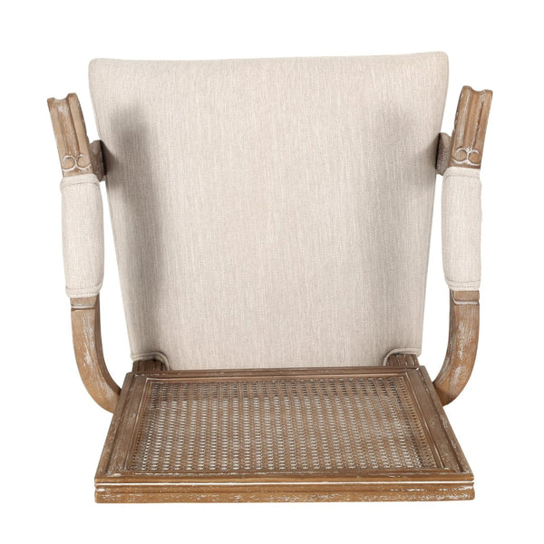 English Elm Dining Chairs Set of 2 Cane Back Rubberwood Armchair French Country Upholstered Seat N769P433301M