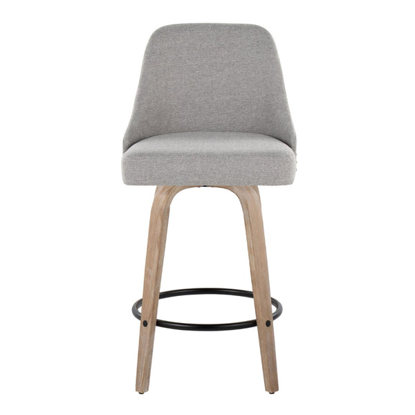 English Elm Fixed-height Swivel Counter Stools with Faux Leather Seats and Chrome Footrest Set of 2 B202S01850