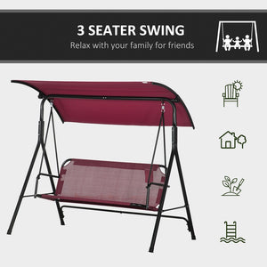 English Elm Outsunny 3-Person Outdoor Swing Bench With Adjustable Canopy, Steel Frame For Patio, Garden & More W2225P174128-GIGA