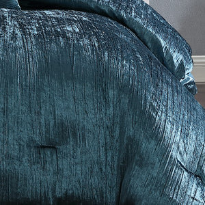English Elm Turin Crinkle Velvet 2-Piece Comforter Set Twin with Coordinating Sham, Brushed Polyester Backing, Textured Luxury Blue B340P341985