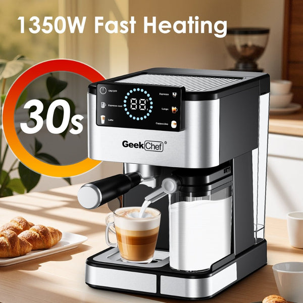 English Elm Geek Chef 20 Bar Espresso Maker with Auto Frother and Led Touchscreen for Home W1002P427607