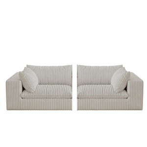 English Elm Y137-2SEATER-BLACK Feather-Filled Modular Sofa with Plush Fabric, Space-Saving High-Density Sponge Comfort White W2824P343435