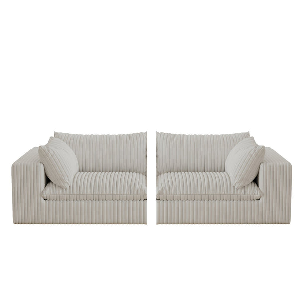 English Elm Y137-2SEATER-BLACK Feather-Filled Modular Sofa with Plush Fabric, Space-Saving High-Density Sponge Comfort White W2824P343435