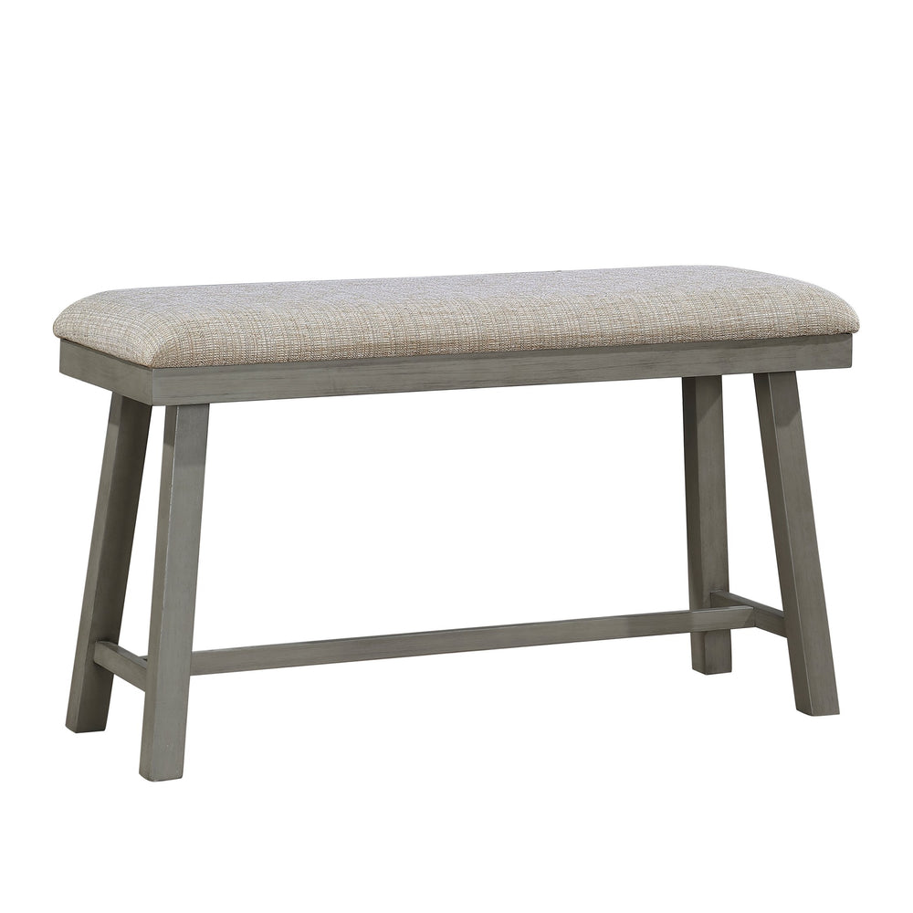 English Elm Light Gray Acacia Counter Height Bench with Foam Cushion Seat, Industrial Transitional 41.5" Long B011P238920