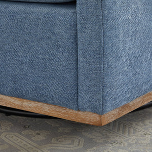 English Elm 30.7"W Square Swivel Accent Chair with Wavy Chenille Upholstery, Solid Wood Frame, 360° Comfort Lounge Blue W3188P280018