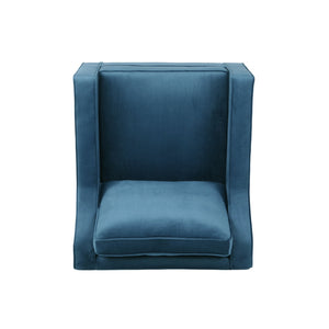 English Elm Christopher Knight Home® - Blue Velvet Upholstered Club Chair with Tonal Piping, Tapered Birch Legs, Plush Polyester Velvet Comfort N758P268293B