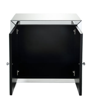 English Elm Noralie Glam Mirrored Console Cabinet with Faux Diamond Inlay Doors for Entryway B2726P446665