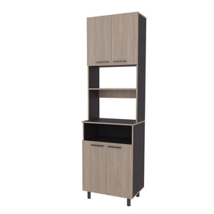 English Elm FM Bullhead City Kitchen Pantry Storage Cabinet with Open Shelves, 4 Doors, Scratch-Resistant Finish B128P301398