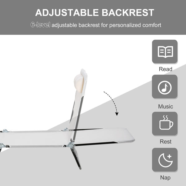 English Elm Outsunny Folding Chaise Lounge Chair - Lightweight Reclining Seat With Mesh Fabric For Outdoor Relaxation W2225P217765-GIGA