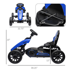 English Elm Aosom Kids Pedal Go Kart Sporty Ride on with Adjustable Seat and Eva Wheels W2225P229169
