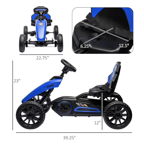 English Elm Aosom Kids Pedal Go Kart Sporty Ride on with Adjustable Seat and Eva Wheels W2225P229169