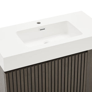 English Elm Galan Freestanding Bathroom Vanity Quartz Basin Fluted Wood Cabinet Modern Bath Oak,Smoke W1865S00219