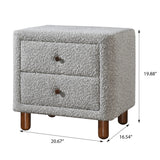 English Elm Grey Boucle 2-Drawer Upholstered Nightstand