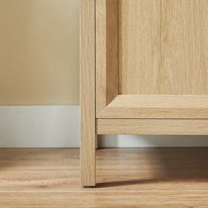 English Elm 67'' Scandinavian Oak Sideboard with Touch Latch Doors Soft Close Hinges Living Room Storage Oak W1820P420817