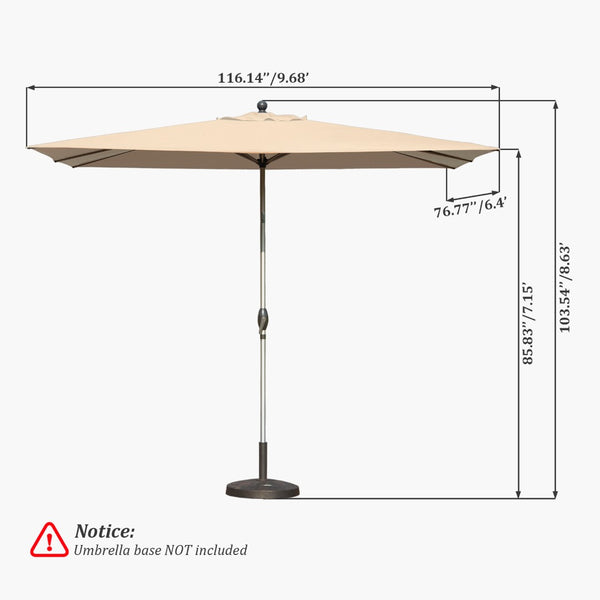 English Elm Rectangle Patio Umbrella With Crank Lift & Adjustable Tilt - Stylish Beige Shade Perfect For Outdoors W1859P320950-GIGA